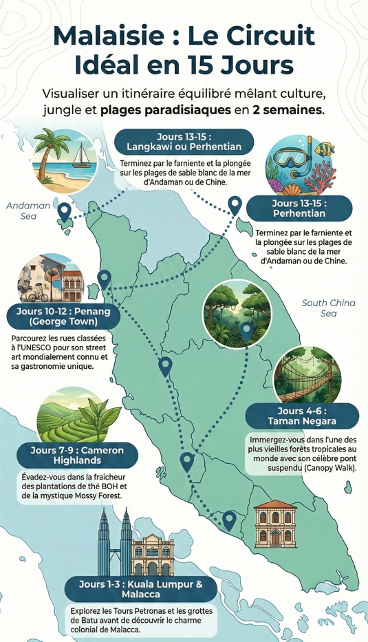 itinéraire 15 jours malaisie