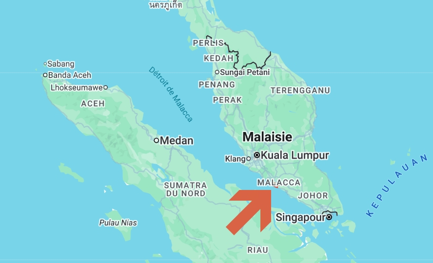 ou se trouve malacca en malaisie - carte du monde